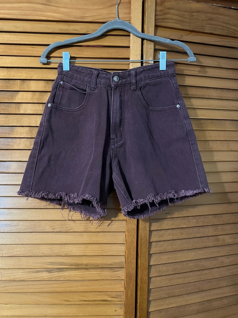 Princess Polly Plum Frayed Hem Jean Shorts